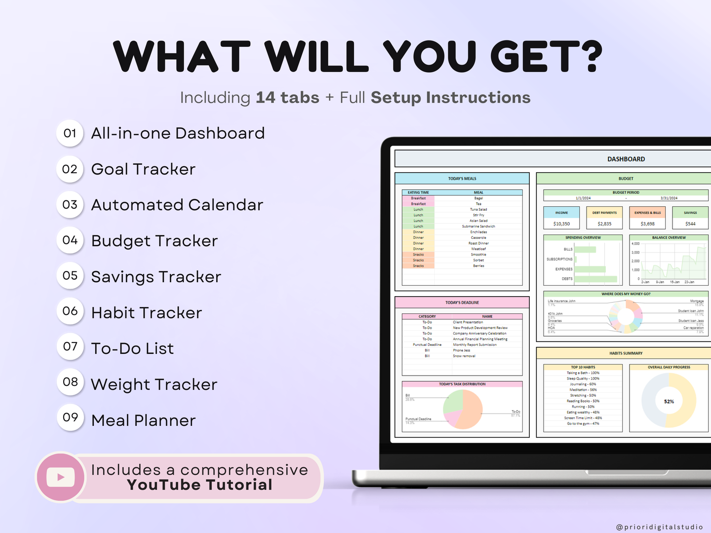 ADHD Life Planner ADHD Digital Organizer Planner Budget Tracker Meal Planner Spreadsheet Template 2024 Calendar To Do List Savings Tracker Excel Google Sheets