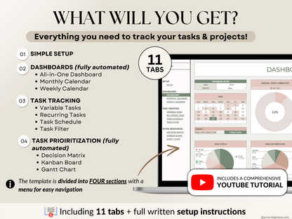 All-in-one task tracker with Gantt chart, Kanban board, and decision matrix.