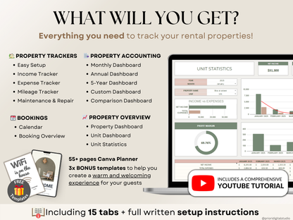 Airbnb Spreadsheet Vacation Rental Property Tracker Bookkeeping Template Google Sheets Booking Calendar Excel Short-Term Rental Management