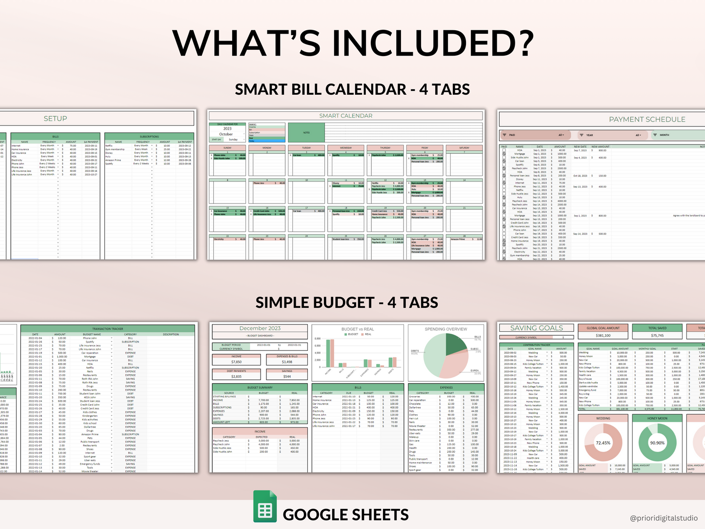 PLR Budget Spreadsheet Bundle Commercial Use PLR Google Sheets Private Label Rights PLR Template Budget Spreadsheet Debt Tracker Bill Calendar