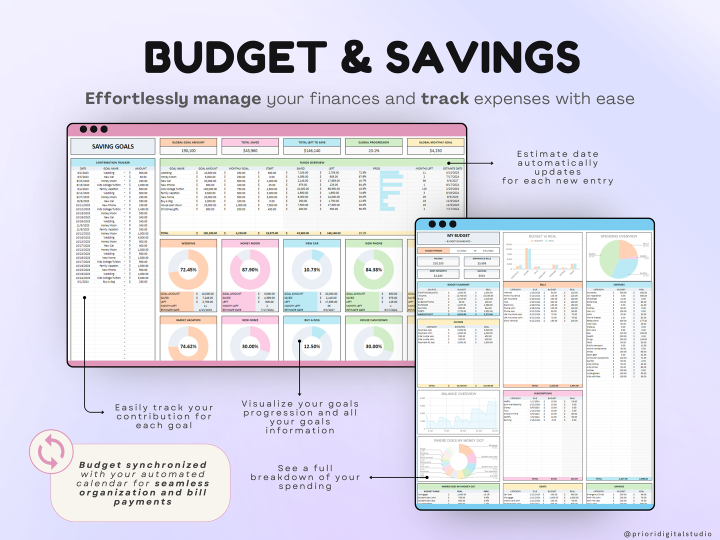 ADHD Life Planner ADHD Digital Organizer Planner Budget Tracker Meal Planner Spreadsheet Template 2024 Calendar To Do List Savings Tracker Excel Google Sheets