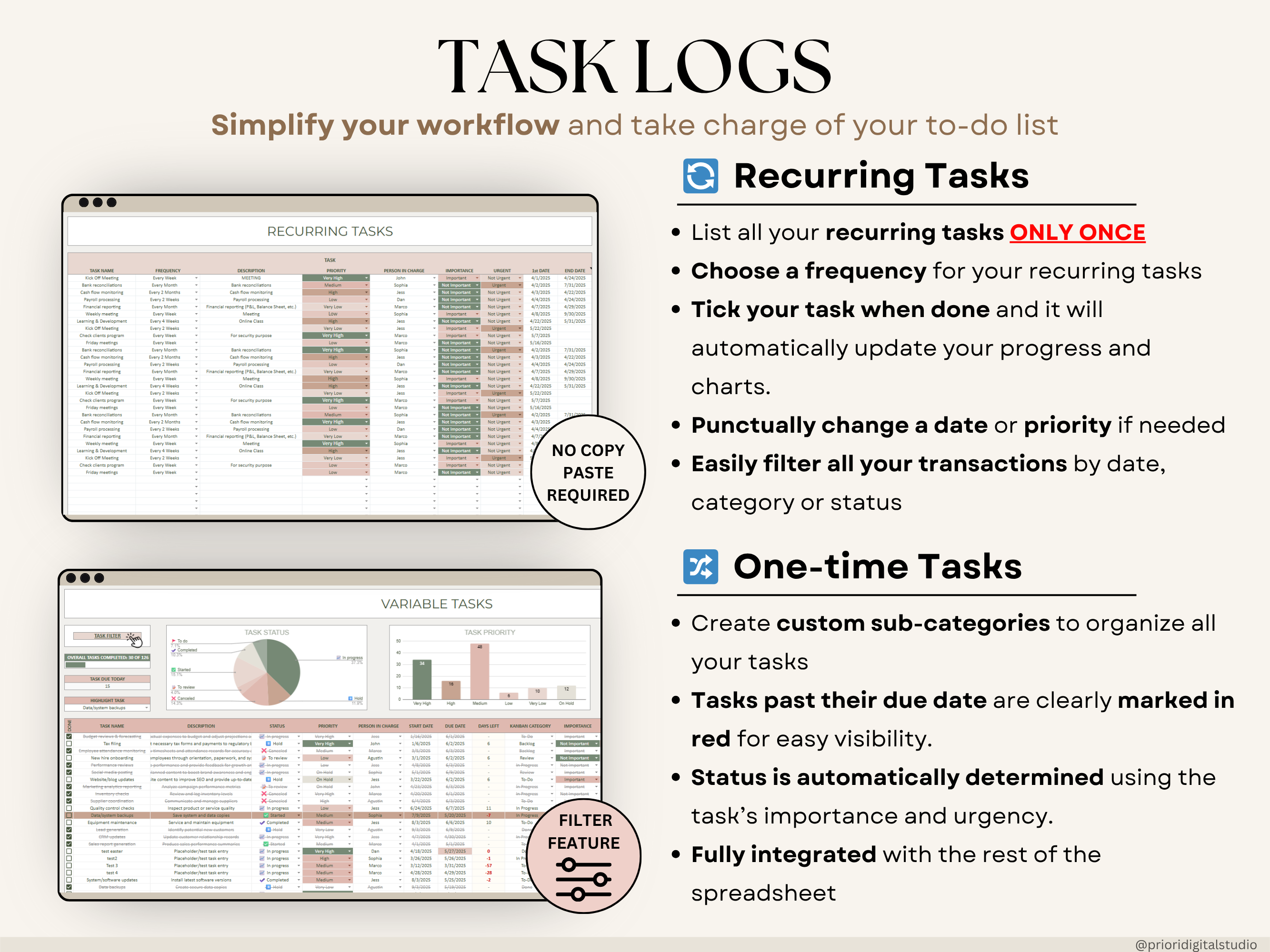 All-in-one task tracker with Gantt chart, Kanban board, and decision matrix.