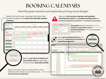 Airbnb Spreadsheet Vacation Rental Property Tracker Bookkeeping Template Google Sheets Booking Calendar Excel Short-Term Rental Management