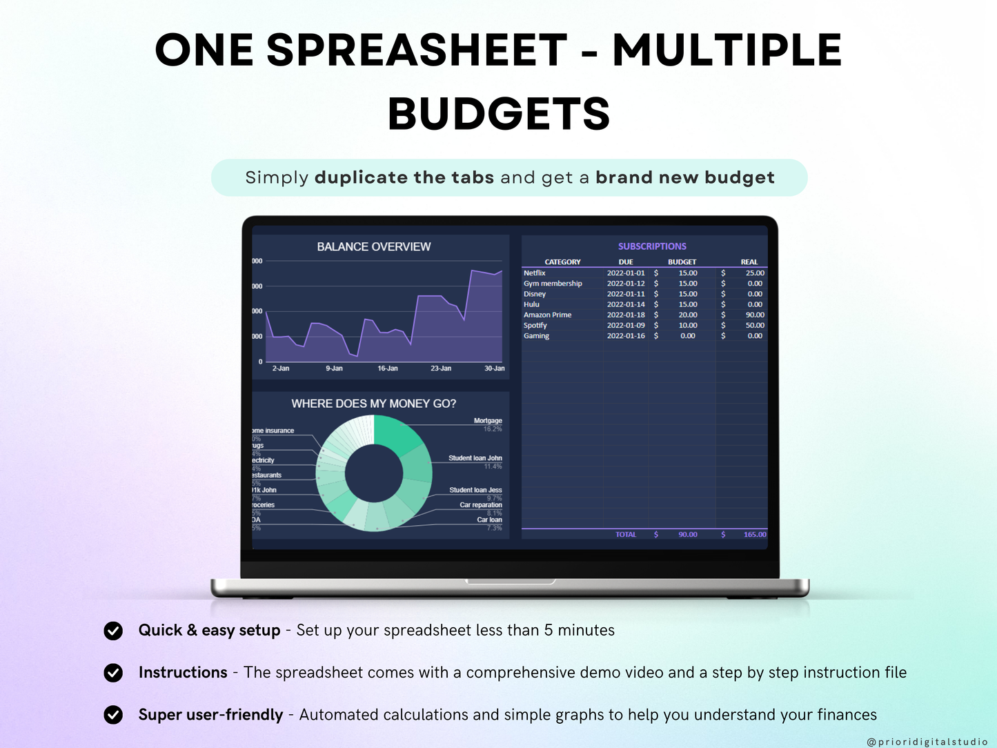 Simple Budget Spreadsheet Dark Mode Monthly Budget Spreadsheet Google Sheets Excel Weekly Paycheck Budget Biweekly Budget Expense Tracker