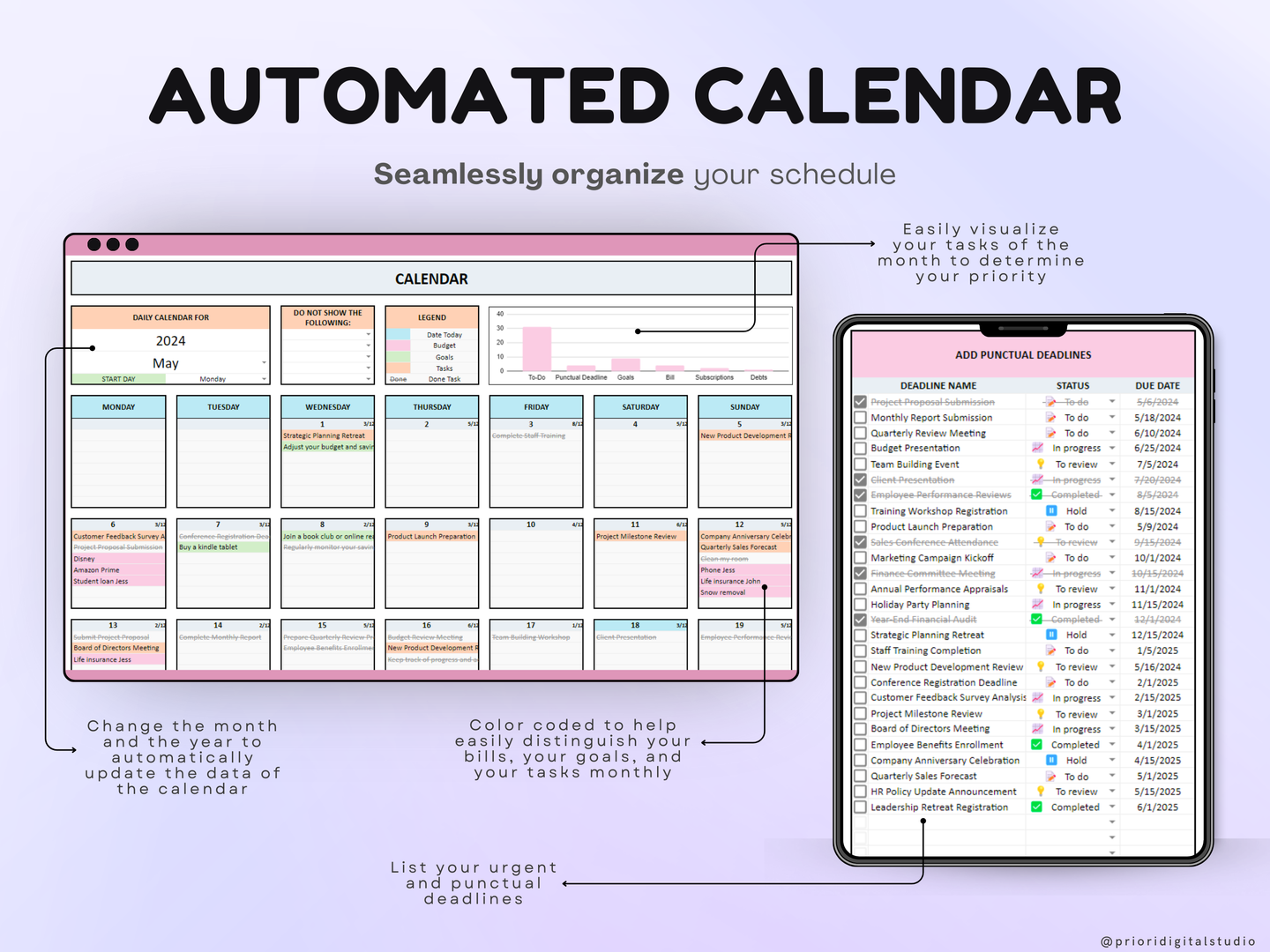 ADHD Life Planner ADHD Digital Organizer Planner Budget Tracker Meal Planner Spreadsheet Template 2024 Calendar To Do List Savings Tracker Excel Google Sheets