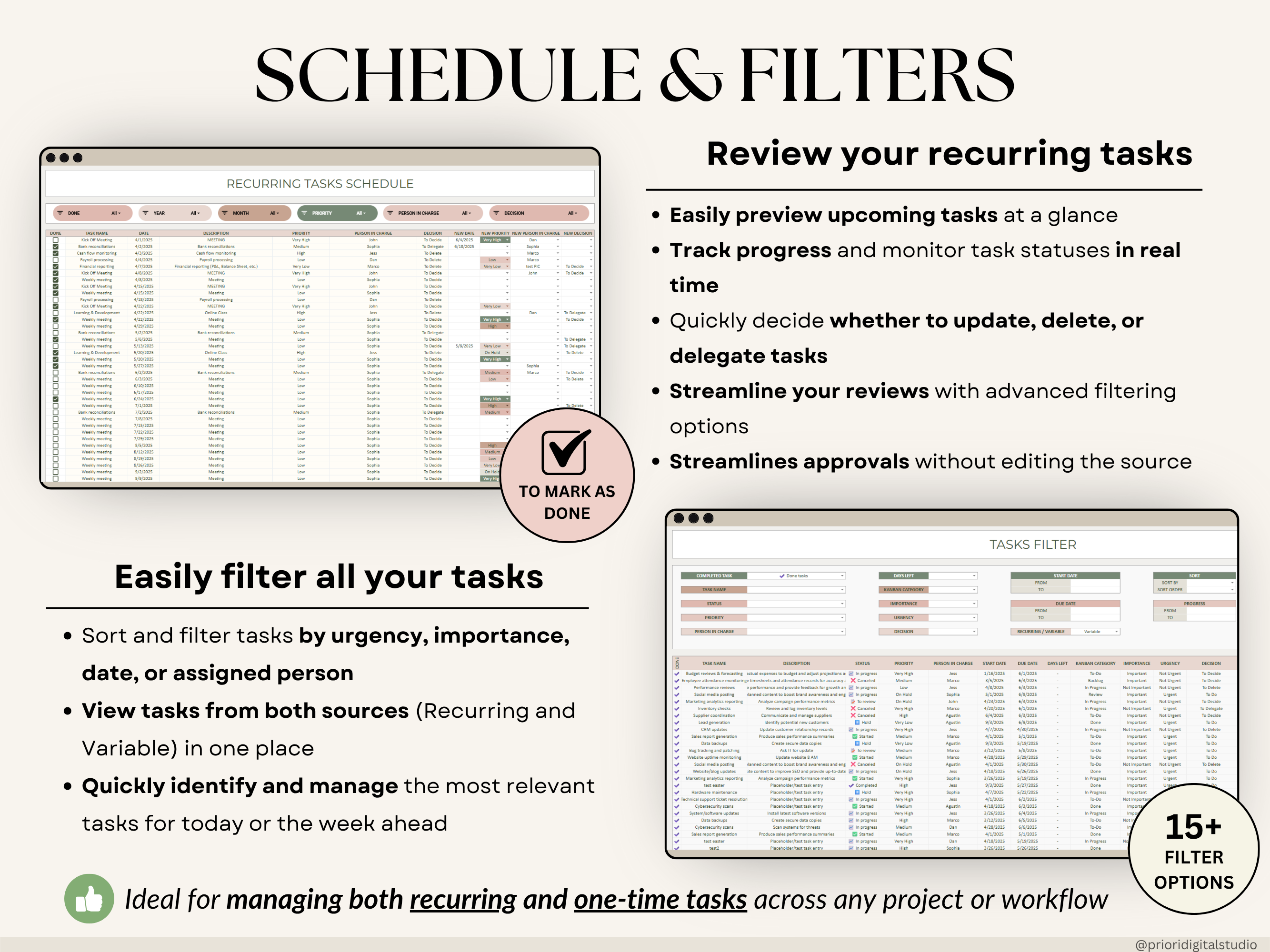 All-in-one task tracker with Gantt chart, Kanban board, and decision matrix.