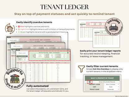 Rental Property Tracker Landlord Spreadsheet Multi Property Income and Expense Excel Google Sheets Rental Bookkeeping Rent Payment Tracker