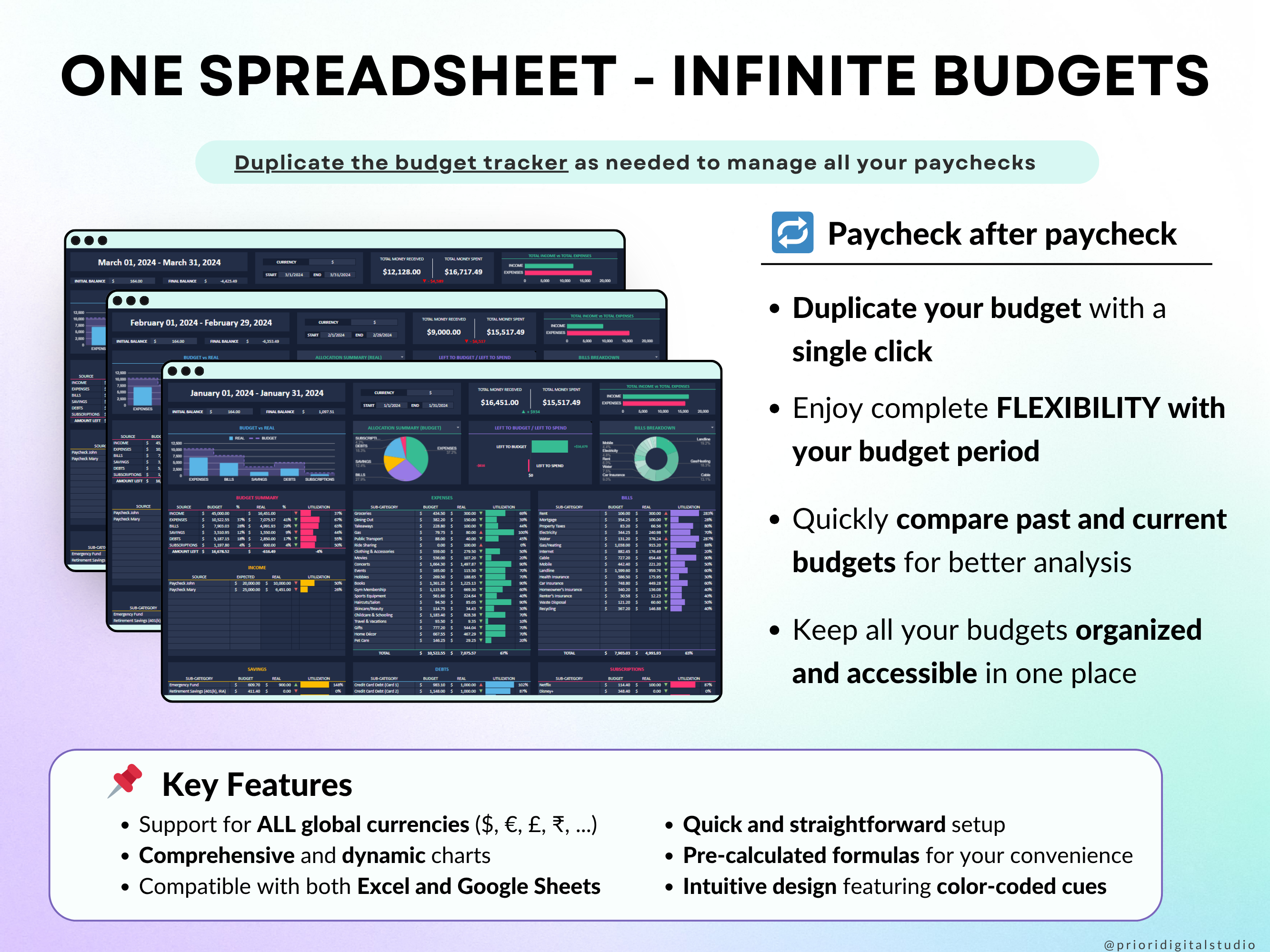 Simple Budget Planner for Google Sheets Paycheck Budget Spreadsheet Excel Budget Template Weekly Budget Biweekly Income and Expense Tracker Paycheck Budget