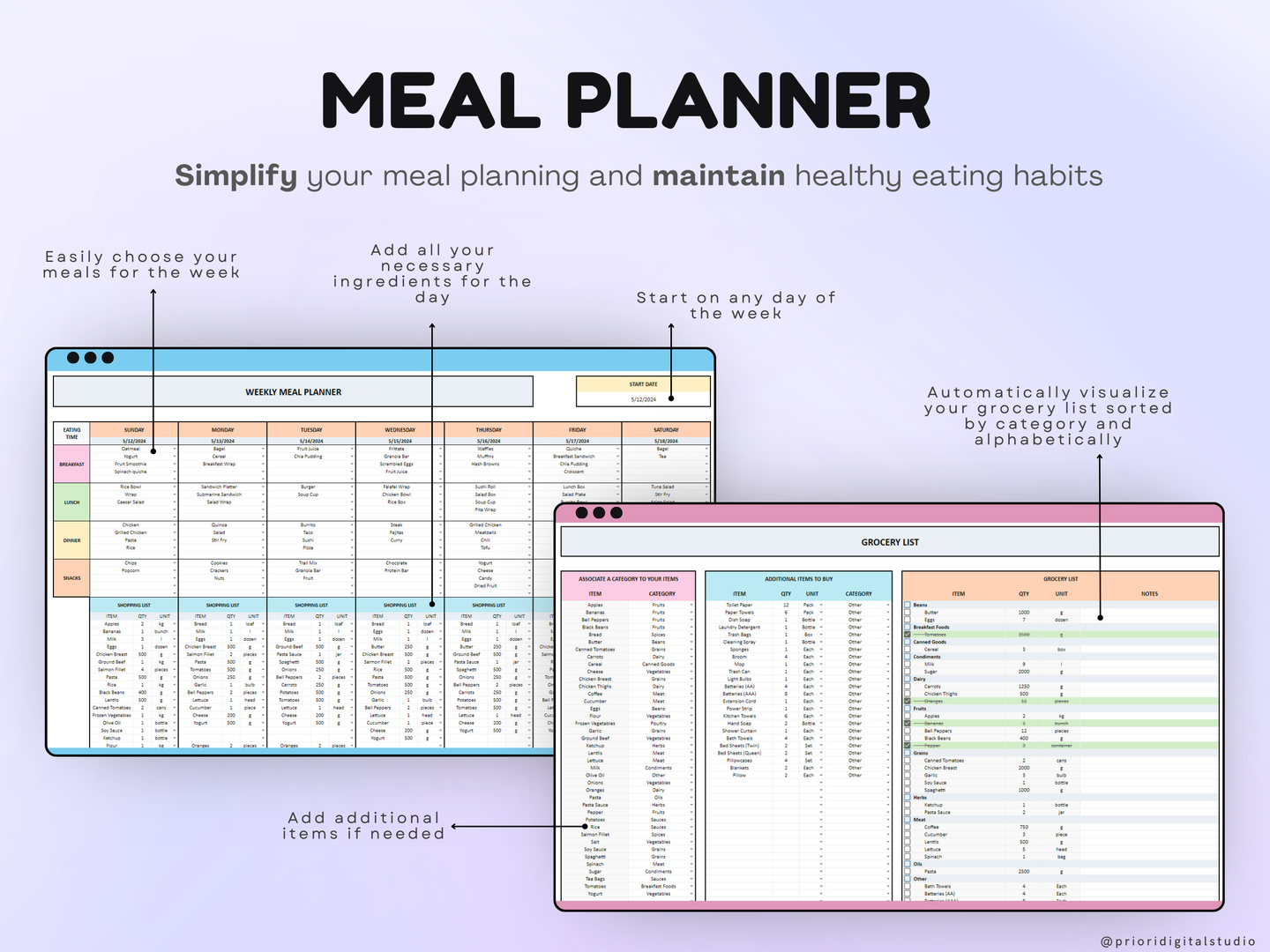 ADHD Life Planner ADHD Digital Organizer Planner Budget Tracker Meal Planner Spreadsheet Template 2024 Calendar To Do List Savings Tracker Excel Google Sheets