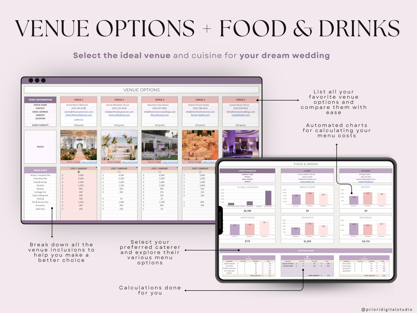 Wedding Planner Spreadsheet Wedding Budget Tracker Wedding Timeline Checklist Guest List Tracker Wedding Itinerary Seating Plan Wedding Gift Lavender Excel Google Sheets