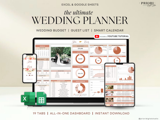 Wedding Planner Spreadsheet Wedding Budget Tracker Wedding Timeline Checklist Guest List Tracker Wedding Itinerary Seating Plan Wedding Gift Terracotta