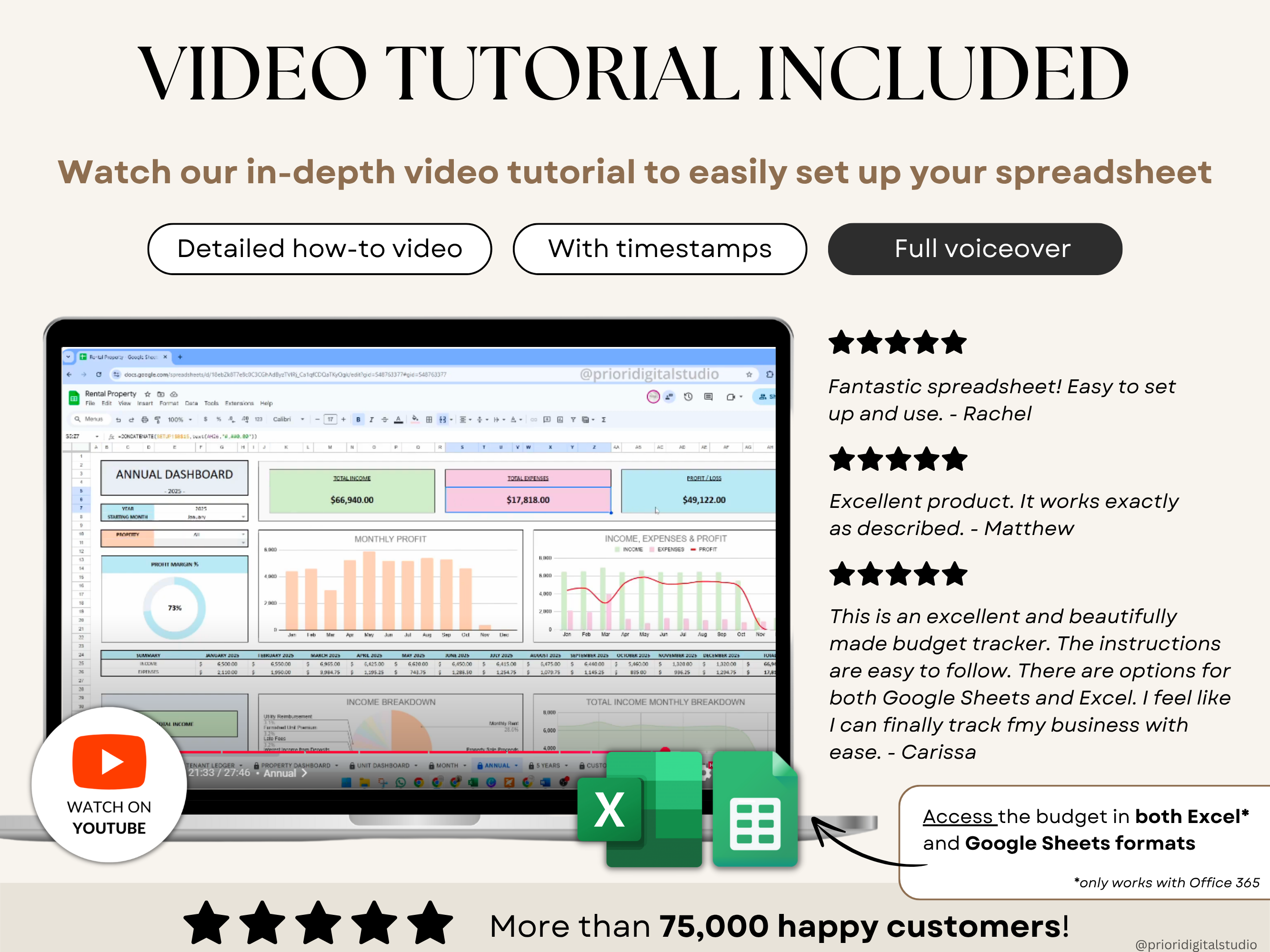 Rental Property Tracker Landlord Spreadsheet Multi Property Income and Expense Excel Google Sheets Rental Bookkeeping Rent Payment Tracker