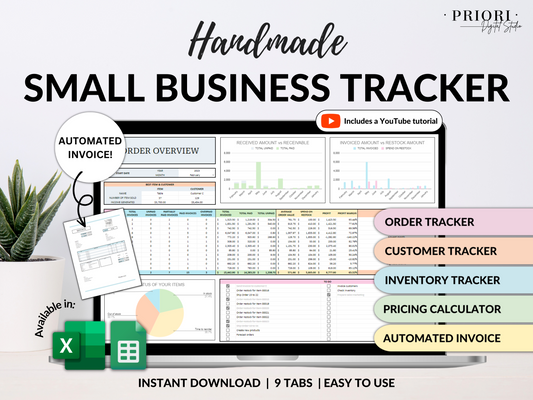 Small Business Spreadsheet Inventory Tracker Order Sales Tracker Product Handmade Pricing Calculator Client Tracker Google Sheets Excel