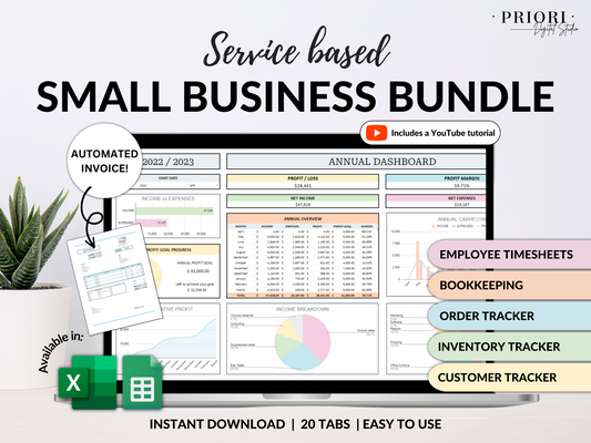 Service Based Small Business Tracker Spreadsheet Google Sheet Excel Inventory Tracker Bookkeeping Template Client Order Tracker Employee Timesheet Payroll