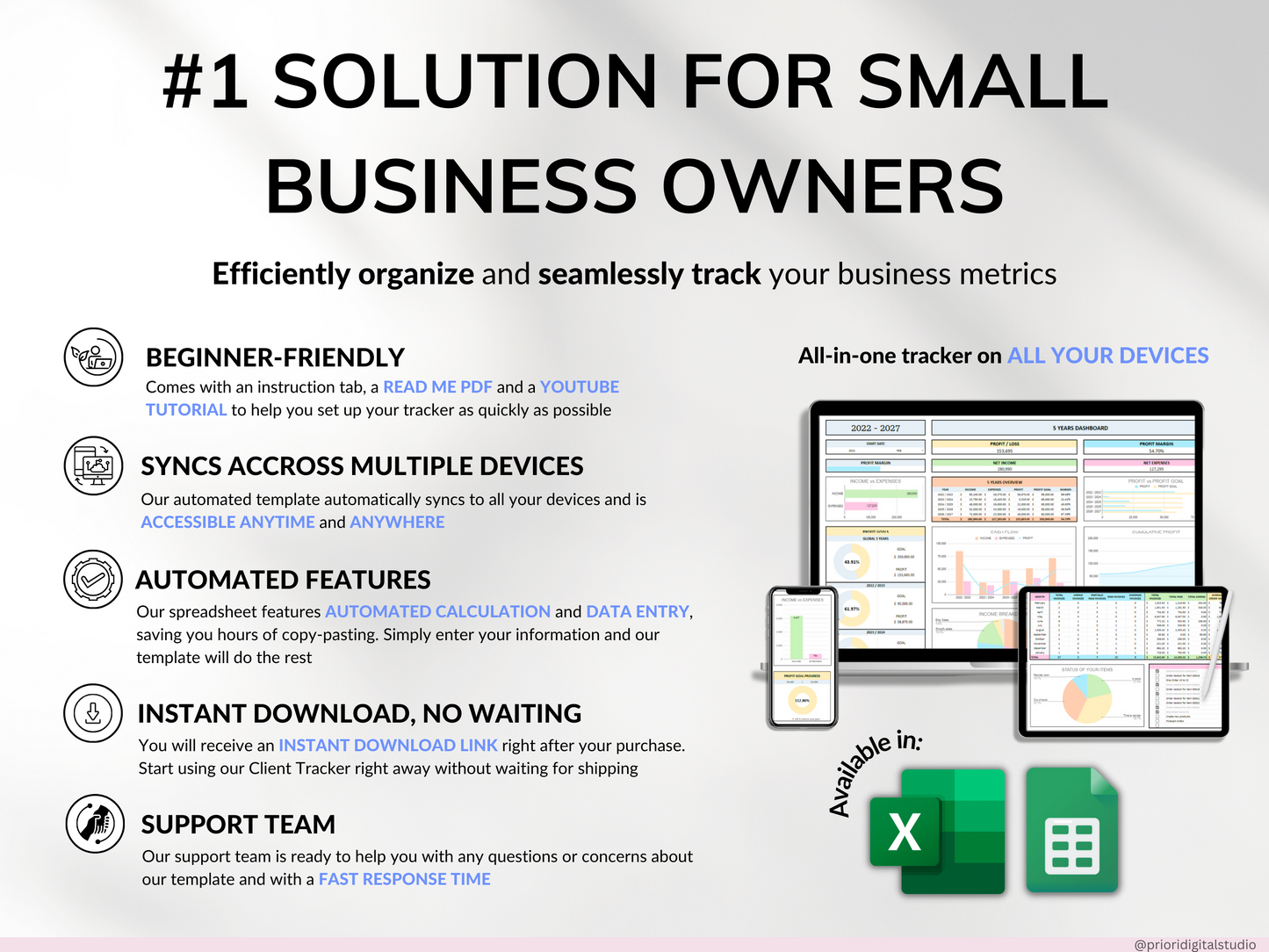 Service Based Small Business Tracker Spreadsheet Google Sheet Excel Inventory Tracker Bookkeeping Template Client Order Tracker Employee Timesheet Payroll