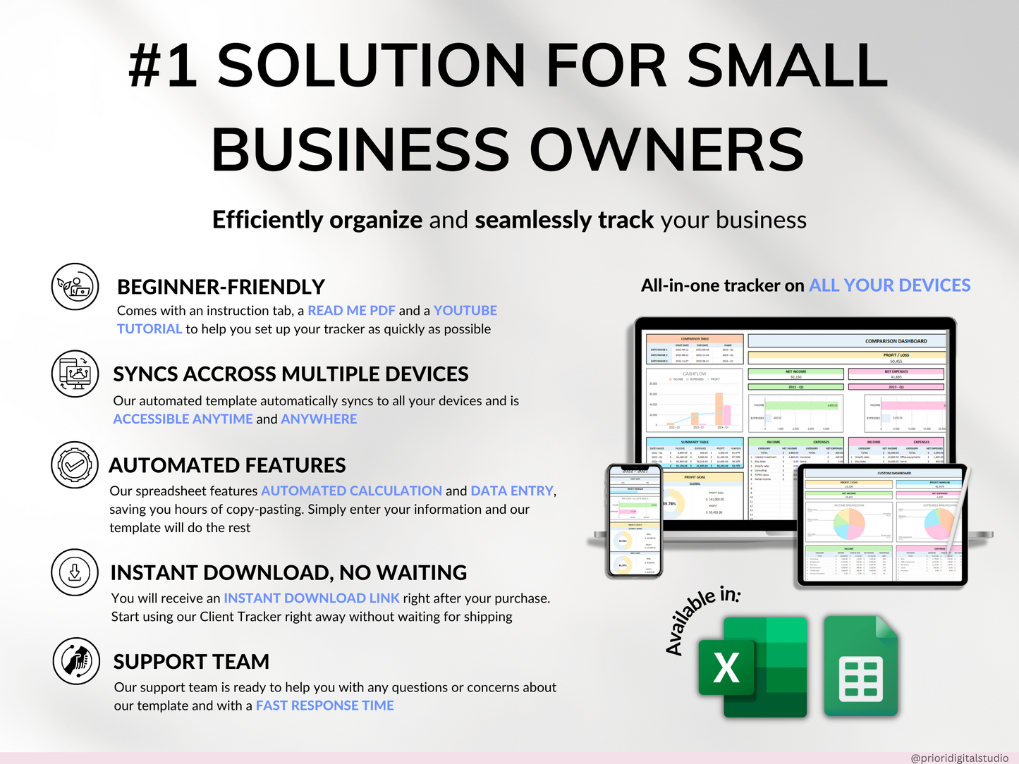 Small Business Tracker Spreadsheet Google Sheets Excel Inventory Template Customer Tracker Bookkeeping Template Order Tracker Sales Taxes