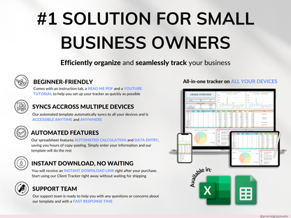 Small Business Tracker Spreadsheet Google Sheets Excel Inventory Template Customer Tracker Order Tracker Sales Tracker for Etsy Seller