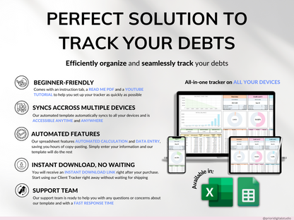 Debt Payoff Tracker Debt Snowball Excel Debt Avalanche Calculator for Google Sheet Student Loan Mortgage House Payment Credit Card Payoff