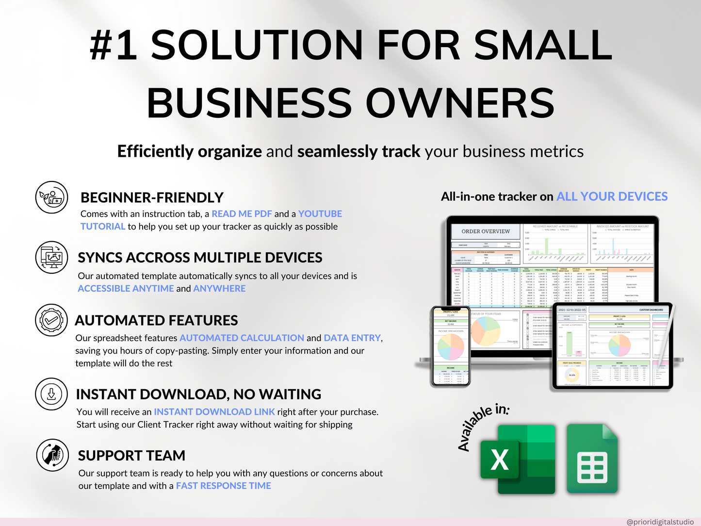 Small Business Bookkeeping Spreadsheet Inventory Tracker Order Tracker Product Handmade Pricing Calculator Client Tracker Google Sheet Excel