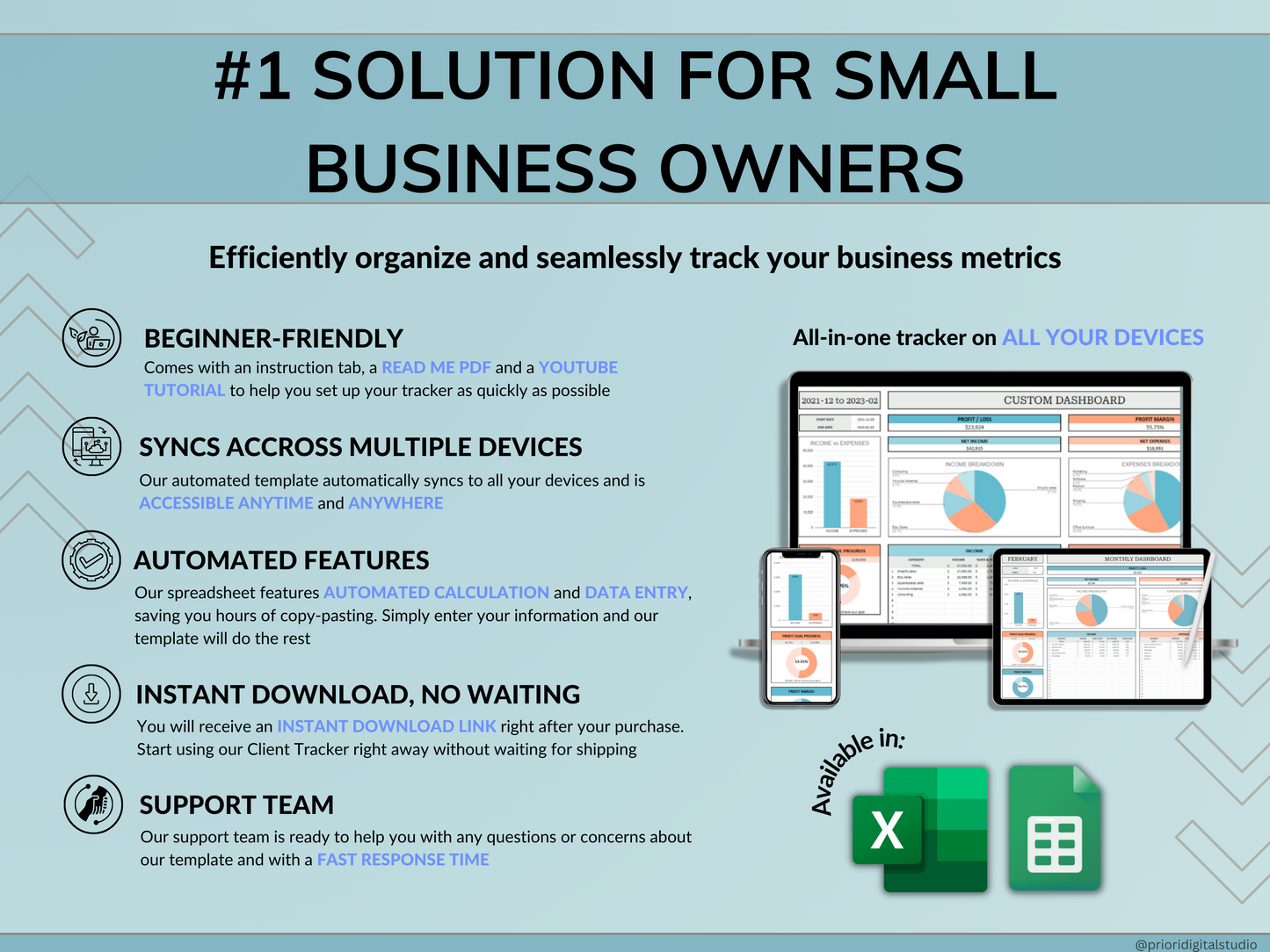 Small Business Bookkeeping Spreadsheet Inventory Tracker Order Tracker Product Handmade Pricing Calculator Client Tracker Google Sheet Excel