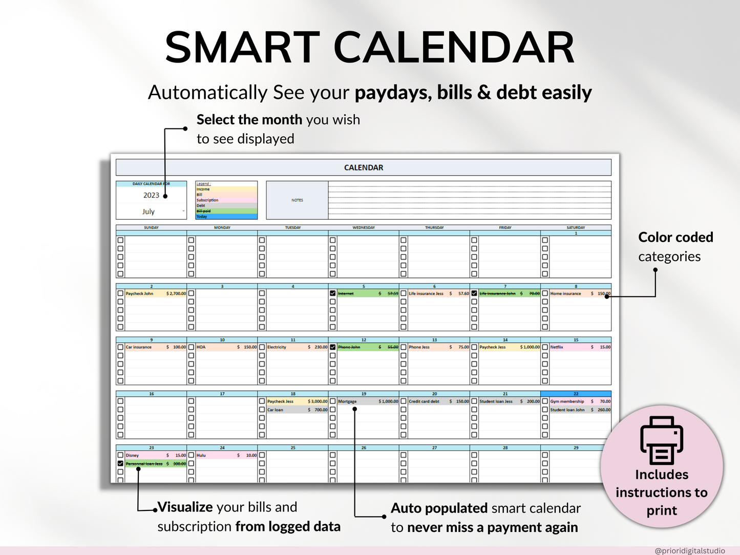 Family Annual Budget Monthly Budget Biweekly Tracker Excel Spreadsheet Google Sheets Couple Financial Planner Bill Calendar Debt Tracker