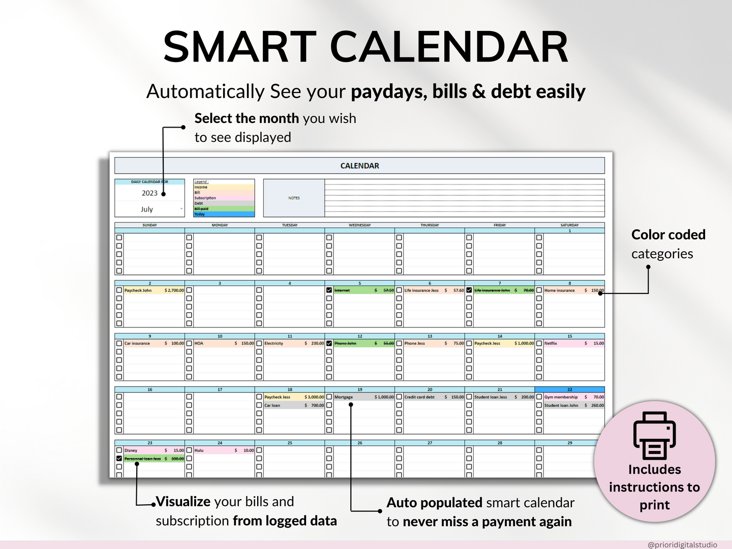 Family Annual Budget Monthly Budget Biweekly Tracker Excel Spreadsheet Google Sheets Couple Financial Planner Bill Calendar Debt Tracker