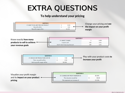 Pricing Calculator for Small Business Google Sheets Excel Business Tracker Handmade Products Pricing Template Profit Margin Pricing Guide