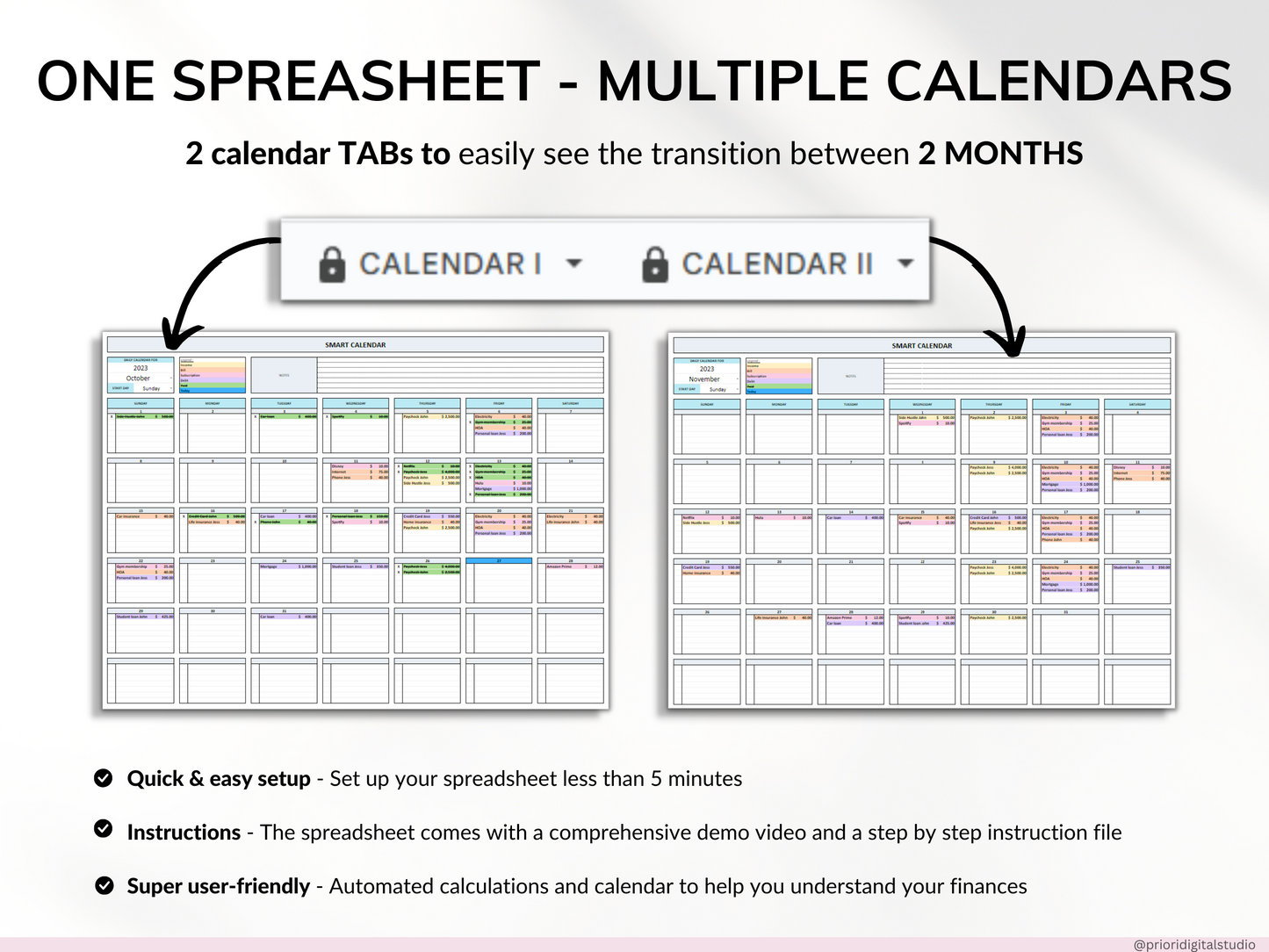 Bill Tracker Spreadsheet Google Sheets Excel Bill Calendar Monthly Smart Bill Planner Editable 2024 Calendar Personal Finance Budget Tracker