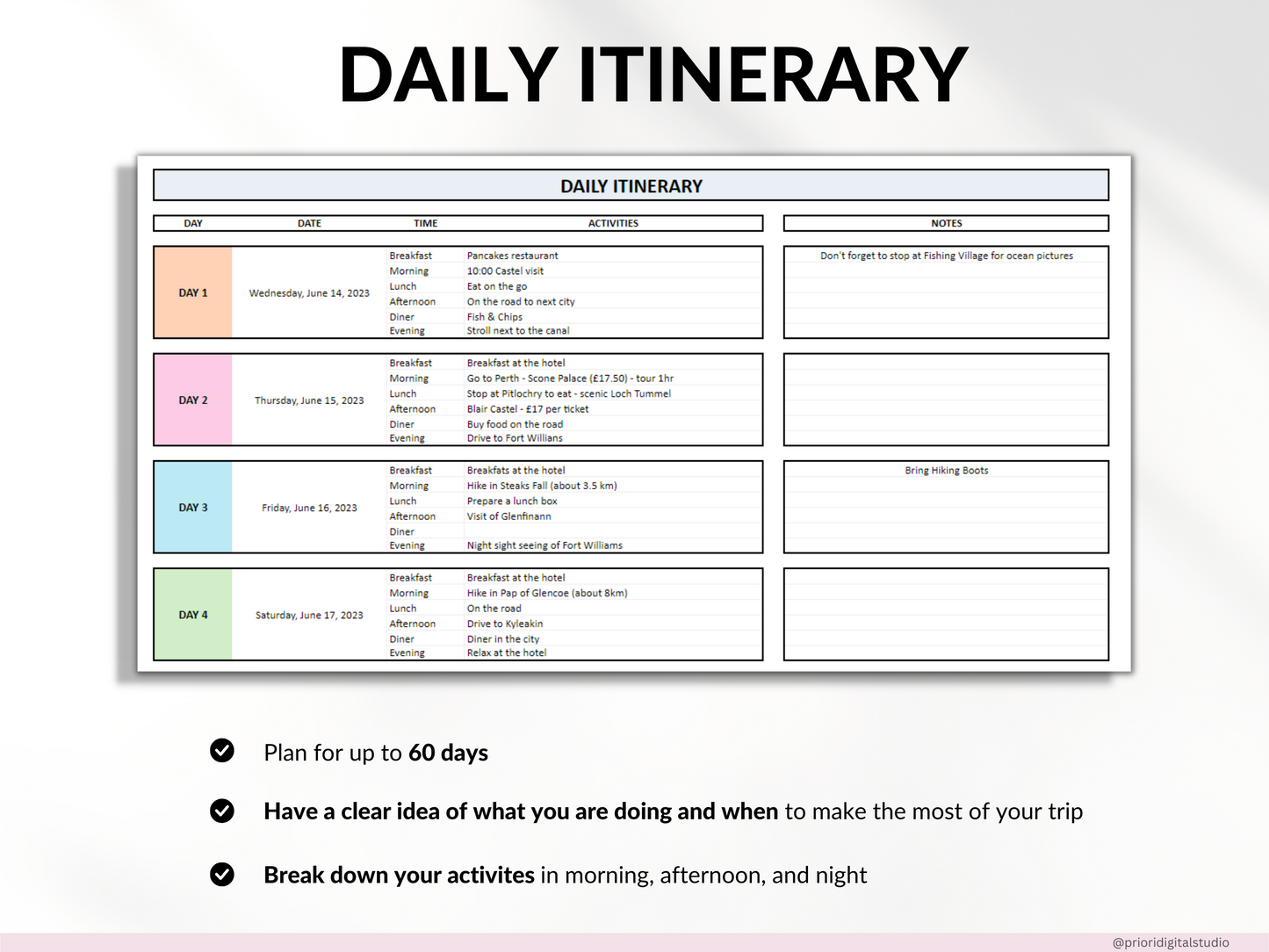 Travel Planner Google Sheet Excel Template Holiday Organizer Family Travel Budget Spreadsheet Travel Itinerary Vacation Planner Packing List