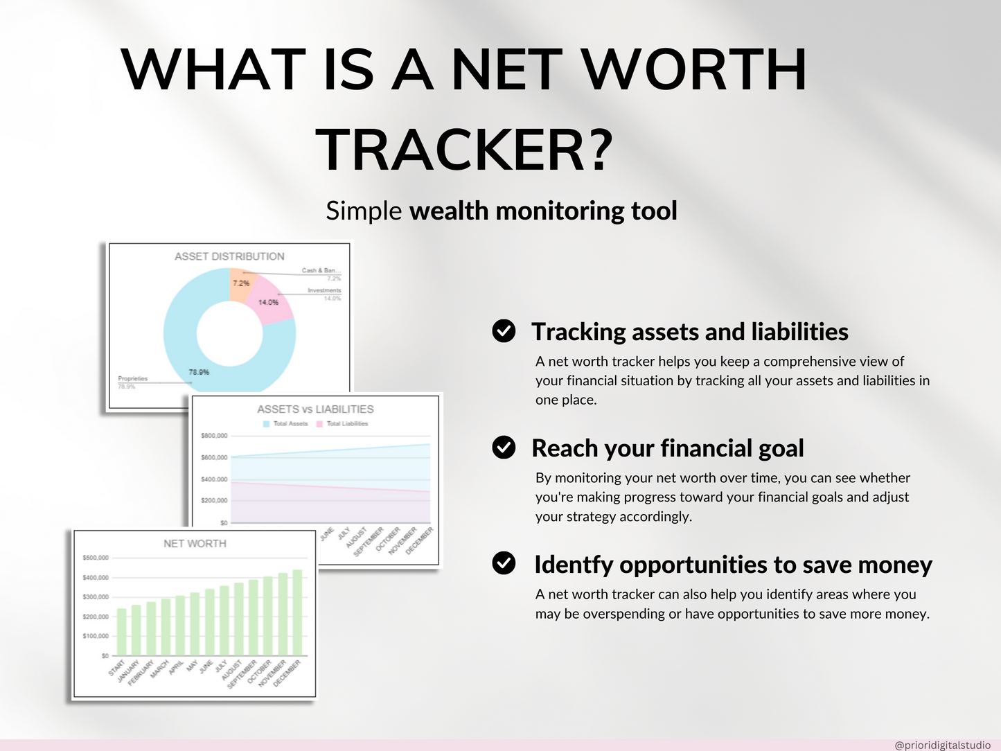 Net Worth Tracker Spreadsheet Template Google Sheets Excel Annual Net Worth Dashboard Personal Finance Assets Liabilities Template Planner