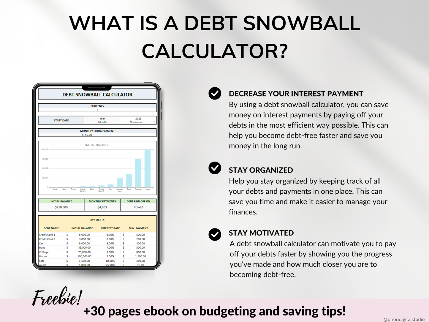 Debt Snowball Spreadsheet Google Sheet Excel Debt Payoff Tracker Debt Snowball Calculator Student Loan Payoff House Debt Payoff Credit Cards