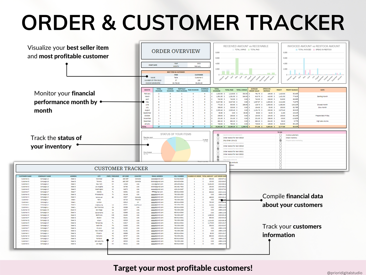 Service Small Business Tracker Spreadsheet Google Sheets Excel Inventory Template Customer Tracker Employee Schedule Order Tracker Payroll Dashboard