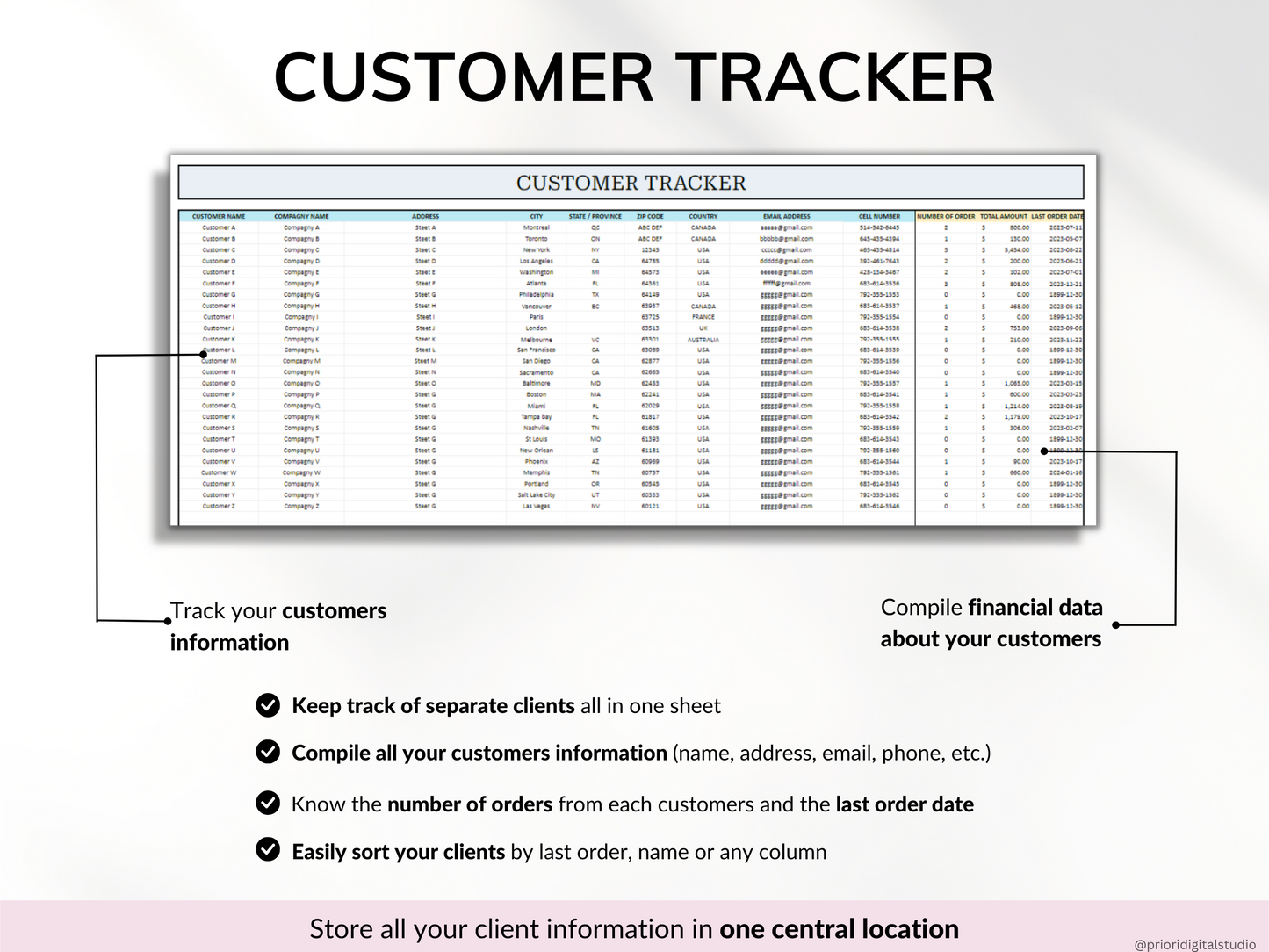 Small Business Tracker Spreadsheet Google Sheets Excel Inventory Template Customer Tracker Order Tracker Sales Tracker for Etsy Seller