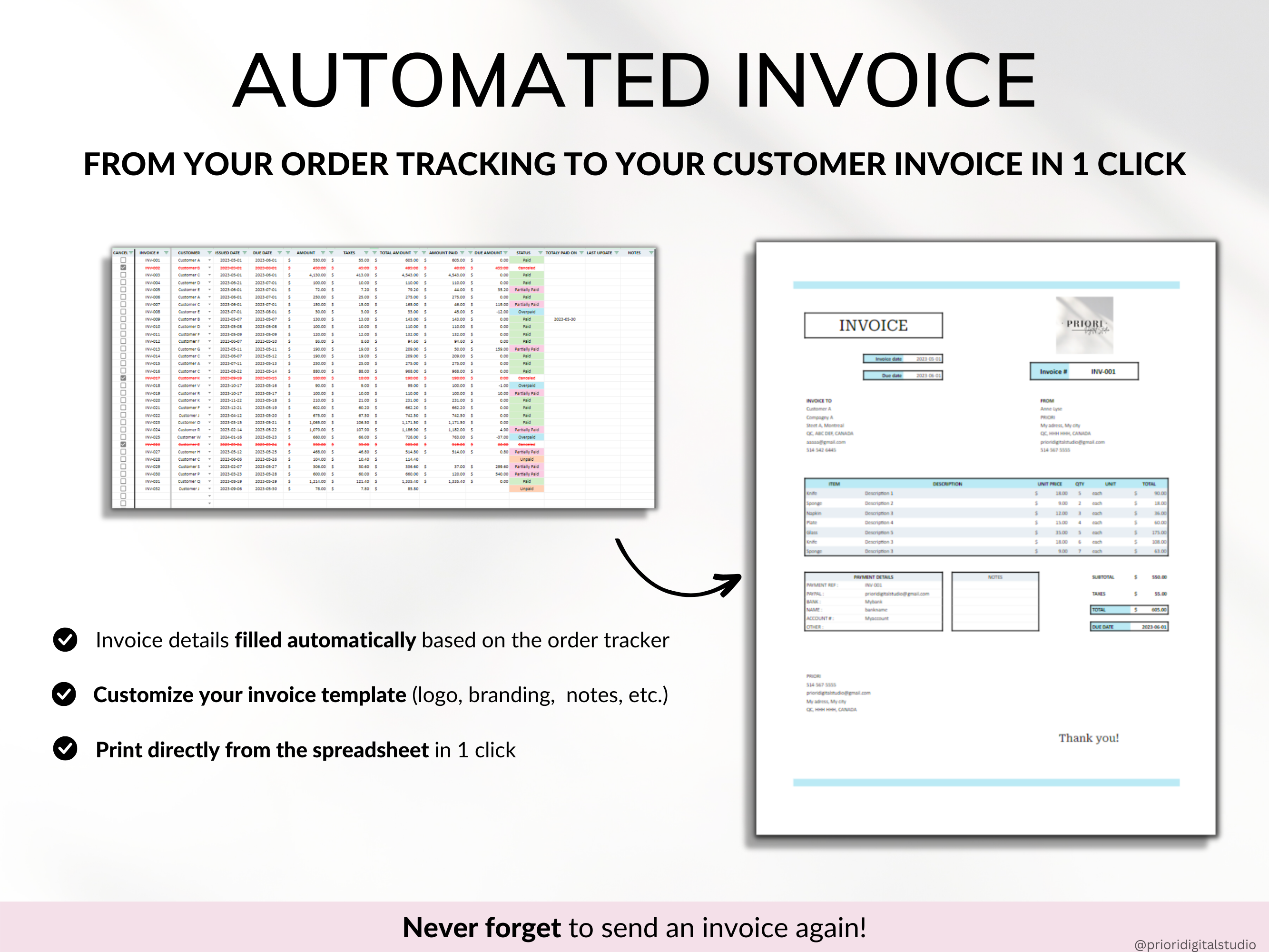 Small Business Tracker Spreadsheet Google Sheets Excel Inventory Template Customer Tracker Order Tracker Sales Tracker for Etsy Seller