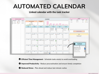 To Do List Tracker Task Planner Excel Google Sheets Template Productivity Planner Daily Weekly To Do List Calendar Daily Checklist Template