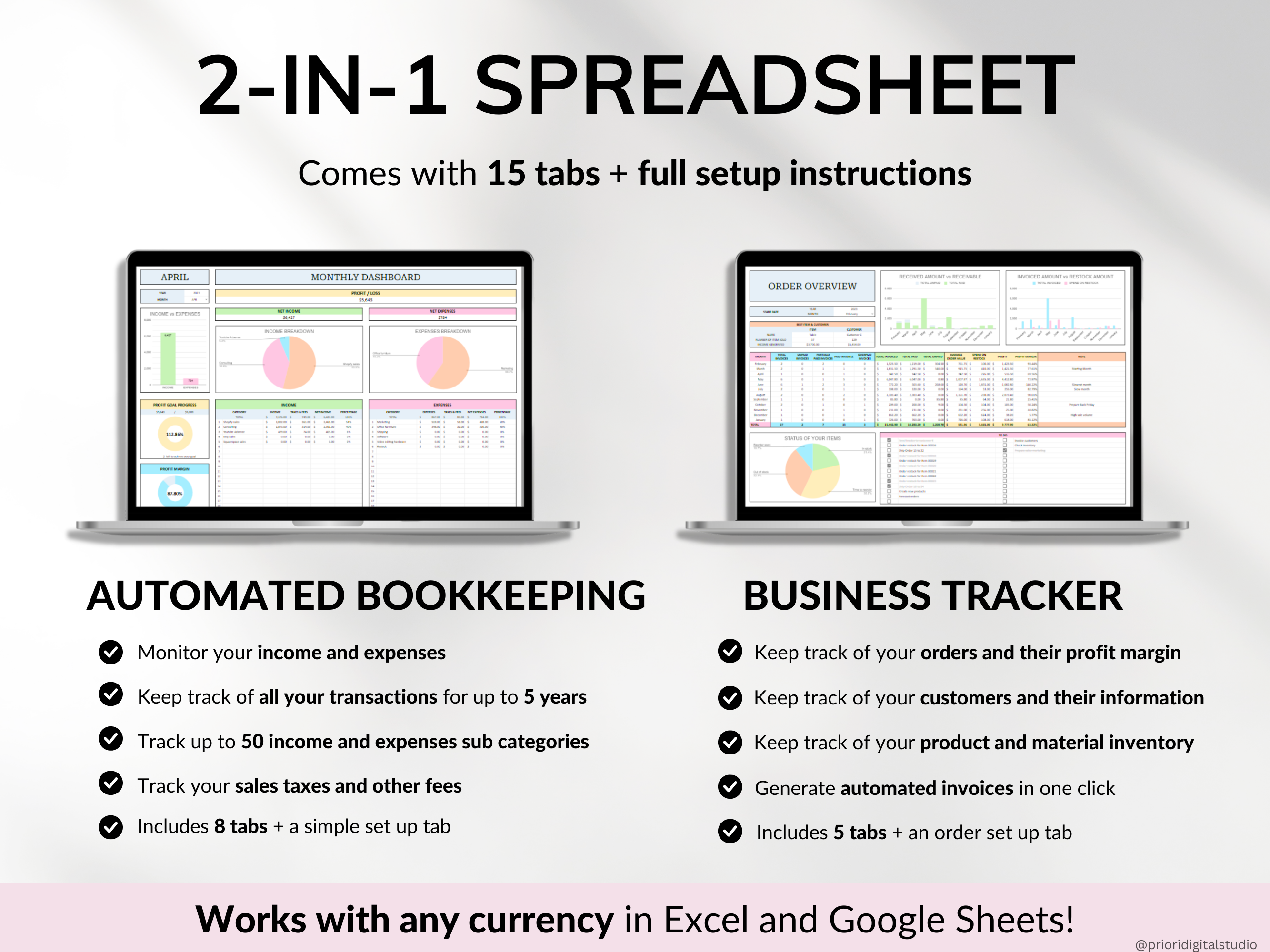 Small Business Tracker Spreadsheet Google Sheets Excel Inventory Template Customer Tracker Bookkeeping Template Order Tracker Sales Taxes#color_multicolor