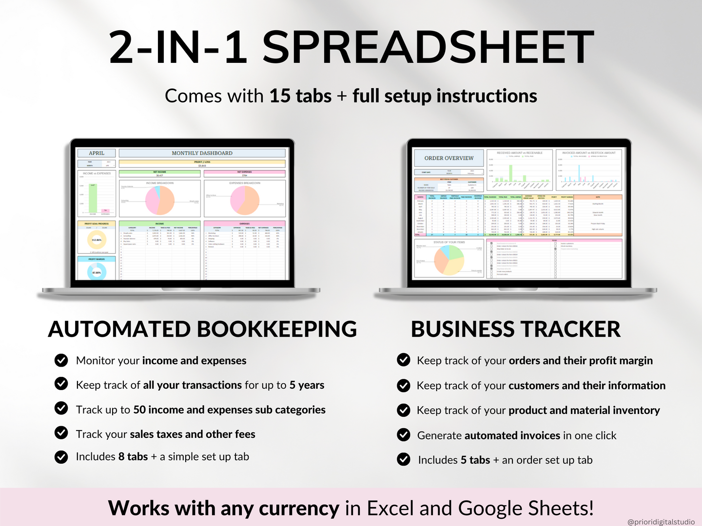 Small Business Tracker Spreadsheet Google Sheets Excel Inventory Template Customer Tracker Bookkeeping Template Order Tracker Sales Taxes