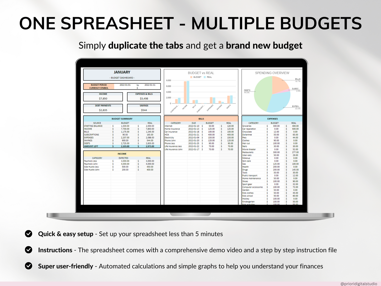 Simple Budget Planner Monthly Budget Spreadsheet Google Sheets Excel Weekly Paycheck Budget Template Biweekly Budgeting by Paycheck Expense Tracker