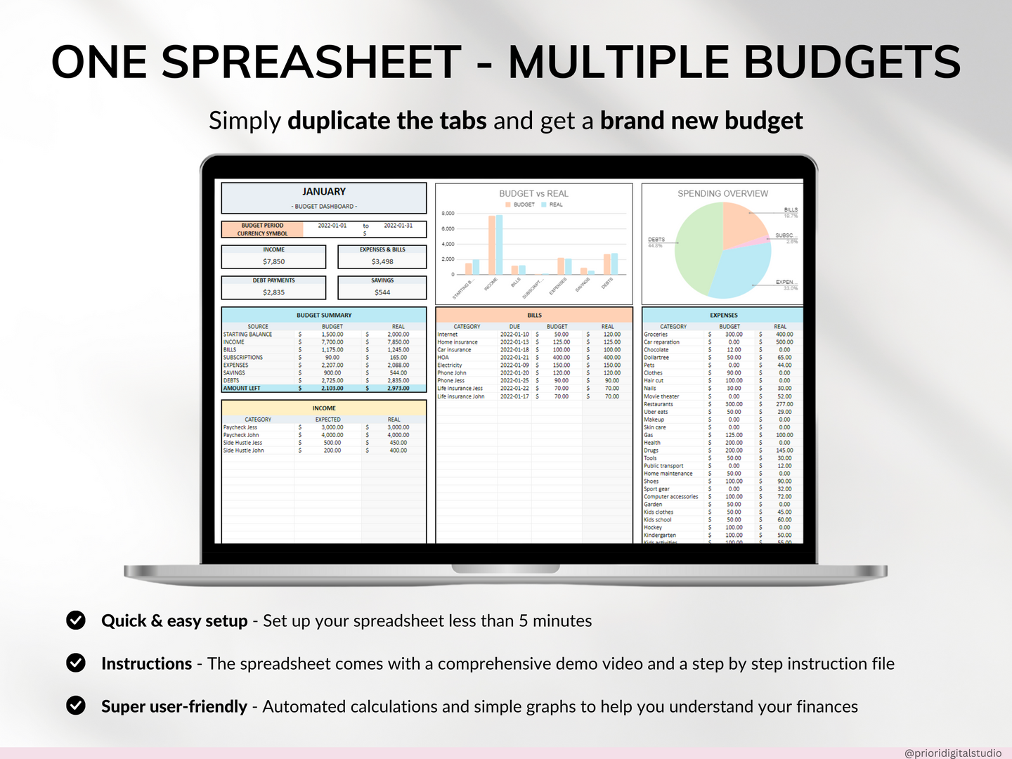 Simple Budget Planner Monthly Budget Spreadsheet Google Sheets Excel Weekly Paycheck Budget Template Biweekly Budgeting by Paycheck Expense Tracker