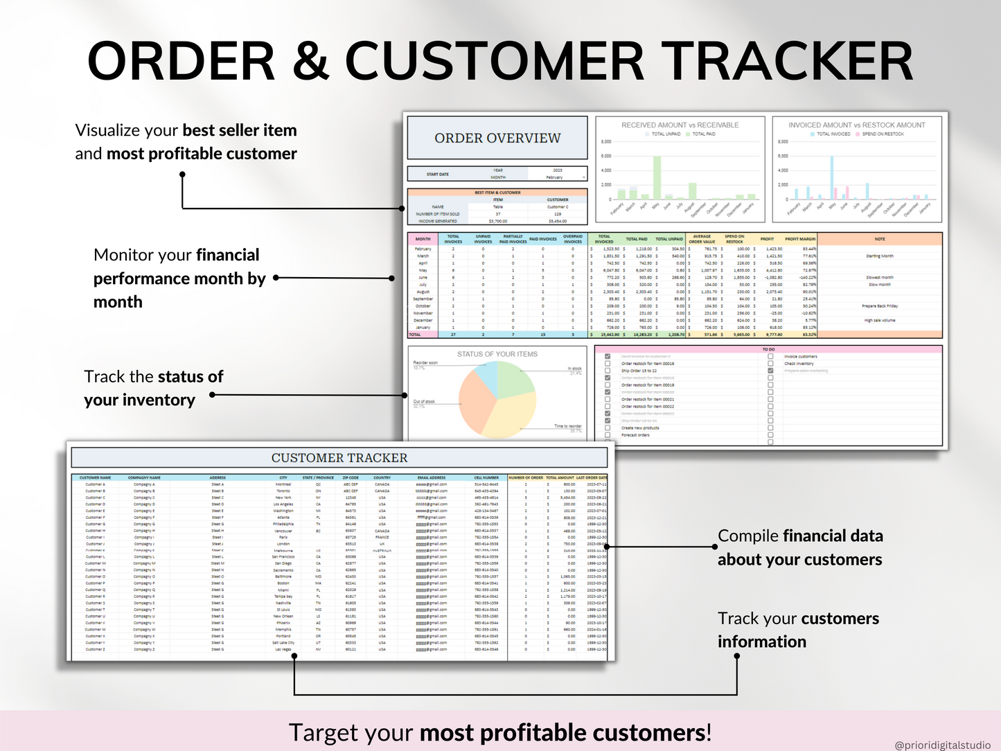 Small Business Tracker Spreadsheet Google Sheets Excel Inventory Template Customer Tracker Bookkeeping Template Order Tracker Sales Taxes