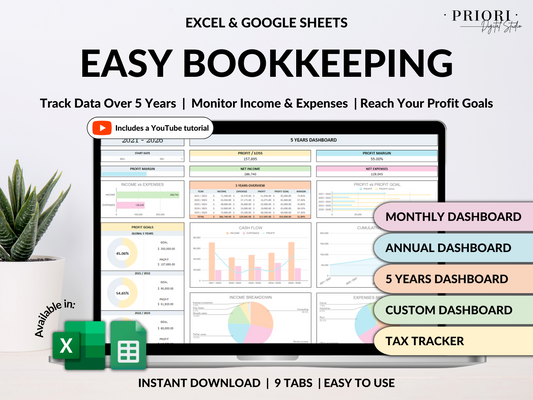 Small Business Bookkeeping Spreadsheet Google Sheets Excel Business Template Expense Bill Tracker Income Sales Tracker Accounting Template