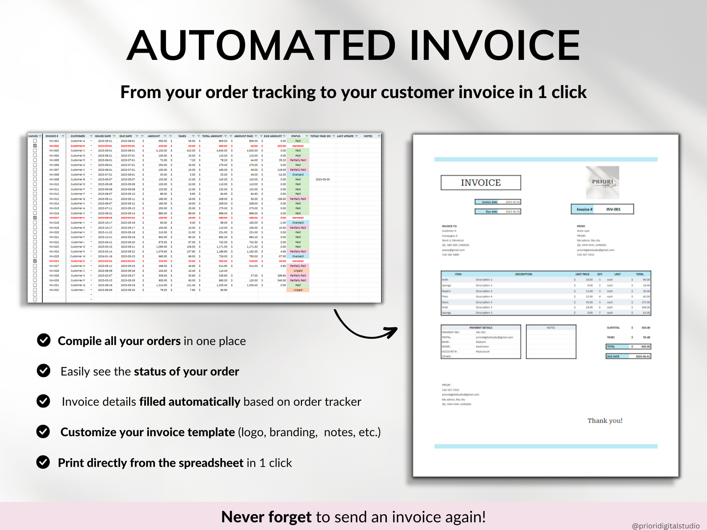 Small Business Bookkeeping Spreadsheet Inventory Tracker Order Tracker Product Handmade Pricing Calculator Client Tracker Google Sheet Excel