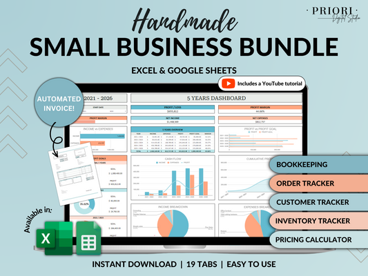 Small Business Bookkeeping Spreadsheet Inventory Tracker Order Tracker Product Handmade Pricing Calculator Client Tracker Google Sheet Excel