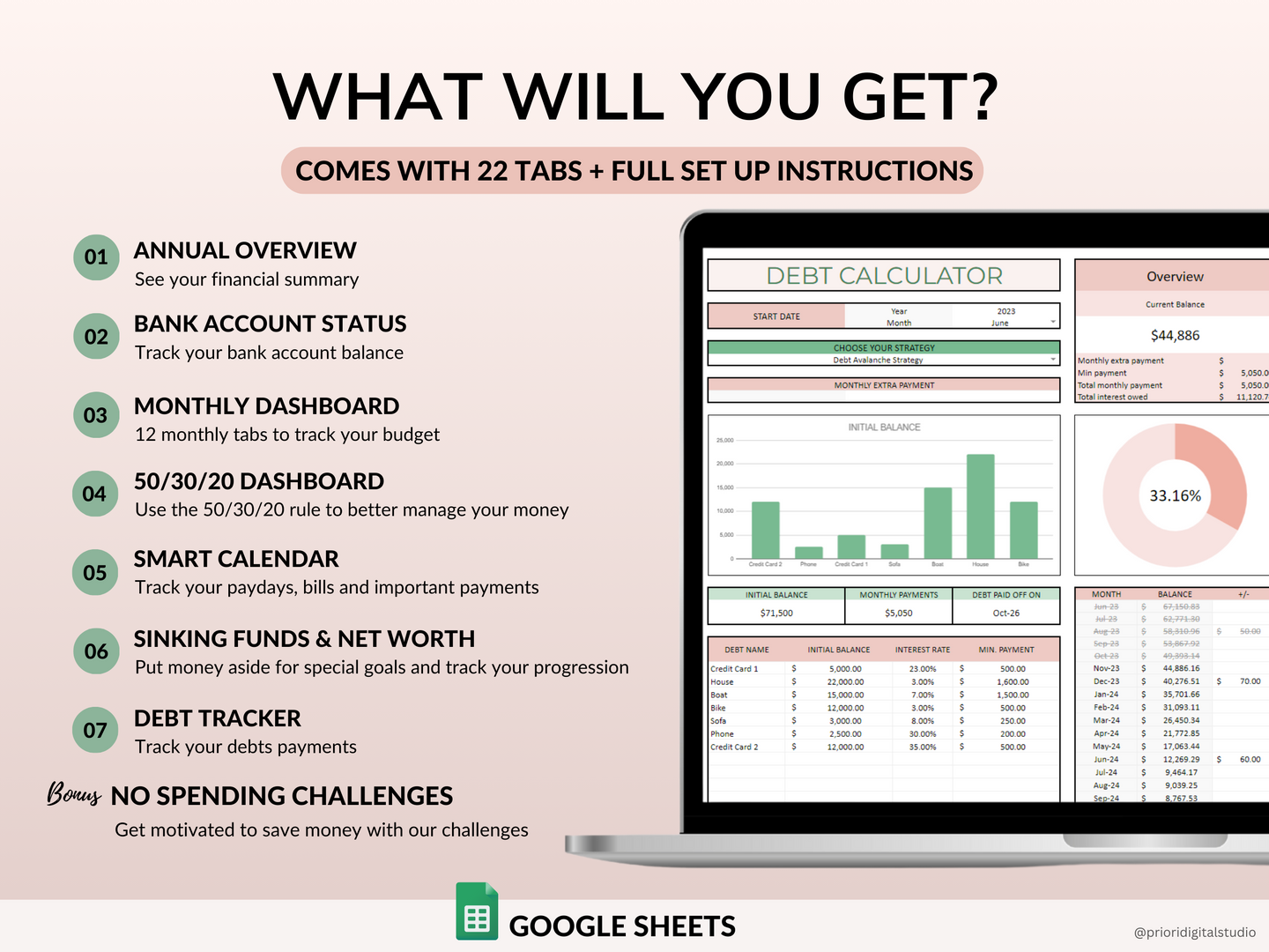 PLR Monthly Budget 50/30/20 Annual Budget Planner Commercial Use PLR Google Sheets Spreadsheet Private Label Rights PLR Budget Template