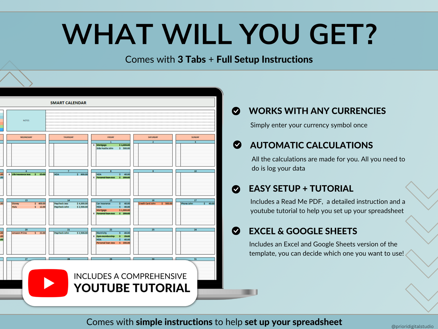 Bill Tracker Spreadsheet Google Sheets Excel Bill Calendar Monthly Smart Bill Planner Editable 2024 Calendar Personal Finance Budget Tracker