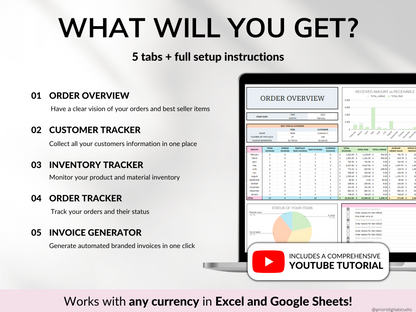 Small Business Tracker Spreadsheet Google Sheets Excel Inventory Template Customer Tracker Order Tracker Sales Tracker for Etsy Seller