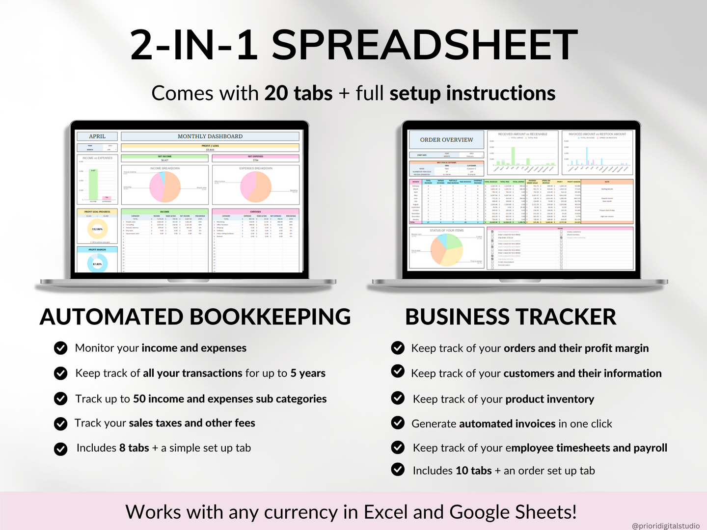 Service Based Small Business Tracker Spreadsheet Google Sheet Excel Inventory Tracker Bookkeeping Template Client Order Tracker Employee Timesheet Payroll