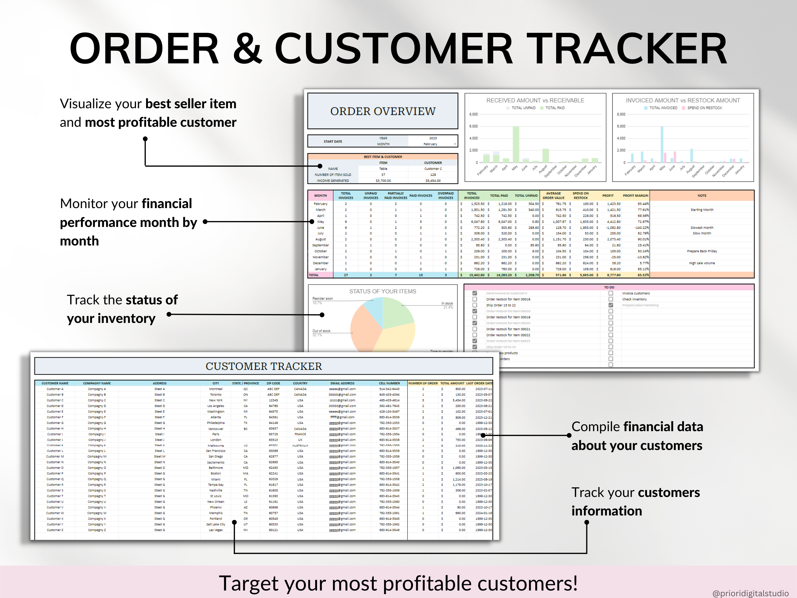 Service Based Small Business Tracker Spreadsheet Google Sheet Excel Inventory Tracker Bookkeeping Template Client Order Tracker Employee Timesheet Payroll