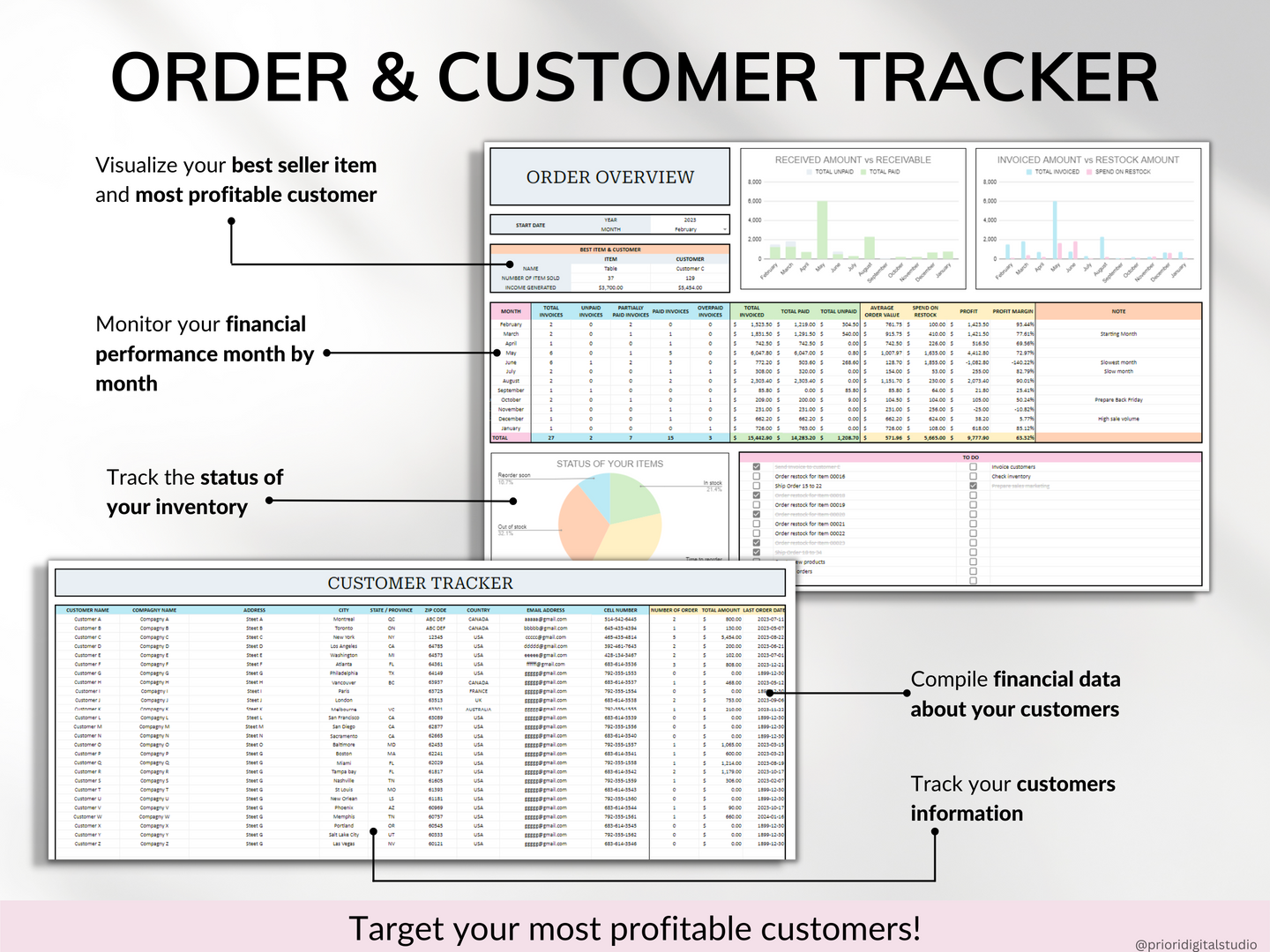 Service Based Small Business Tracker Spreadsheet Google Sheet Excel Inventory Tracker Bookkeeping Template Client Order Tracker Employee Timesheet Payroll