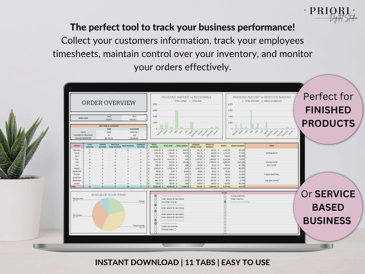 Service Small Business Tracker Spreadsheet Google Sheets Excel Inventory Template Customer Tracker Employee Schedule Order Tracker Payroll Dashboard